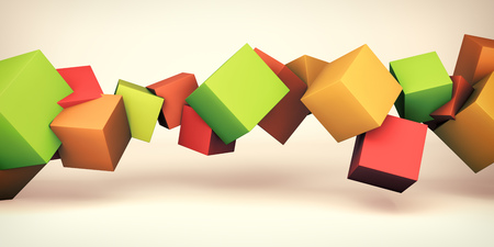 Colorful 3D Cubes Vintage Toned Background. 3D Illustration.の写真素材