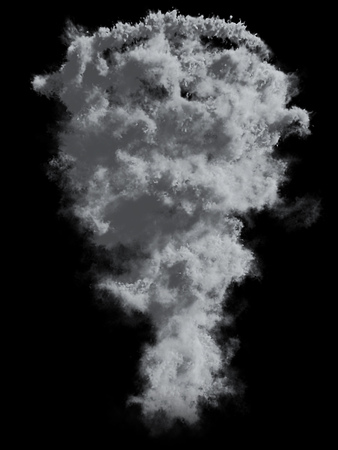 Grey Tornado Dust Isolated on Black Background. 3D Illustration. Smoke overlay mask.の写真素材