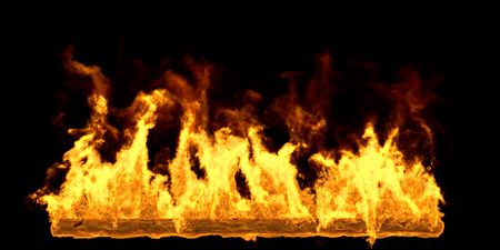 Big Fire Flame on Black Background. 3D Illustration.の写真素材
