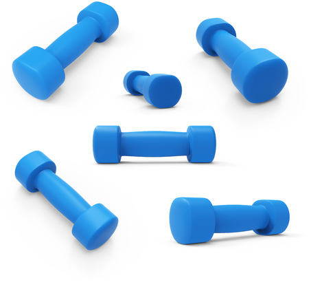 Blue Womens Light Weight Dumbbells  Isolated on White Background. 3D Illustration.の写真素材