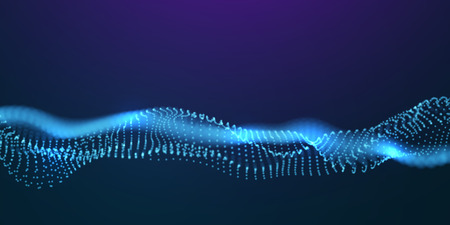 Abstract Blue Particles Background. Digital Cyber Space Data Visualization. Vector Illustration.のイラスト素材