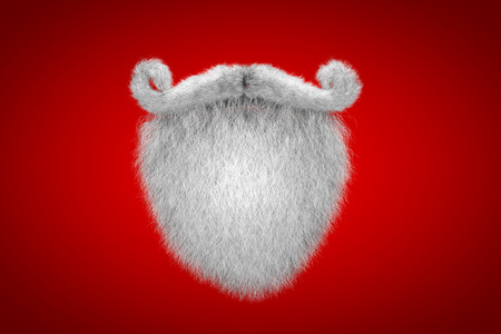 Santa Claus White Mustache and Spade Beard Christmas Background. 3D Illustration.の写真素材