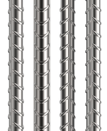 Seamless Reinforcement Rebars Isolated on White Background. 3D Illustration.の写真素材