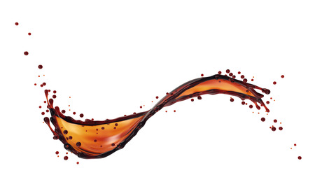 Coffee Curvy Splash Isolated on White Background. Coffee Advertising Design Element. 3D Illustration.の写真素材