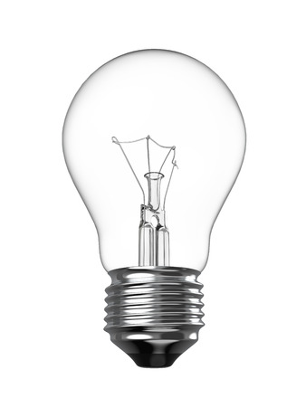 Electric Light Bulb Isolated on White Background. Solution, Ides Symbol. 3D Illustration.の写真素材