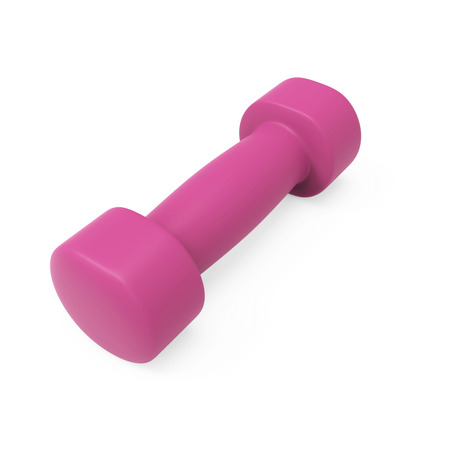 Pink Womens Light Weight Dumbbell Isolated on White Background. 3D Illustration.の写真素材