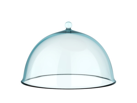 Glass Spherical Cover with Handle Isolated on White Background. Round Transparent Cover. 3D illustration.の写真素材
