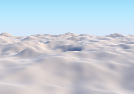 White Snow Hills Landscape Winter Background. 3D illustration. Christmas Snowy Backdrop.の写真素材