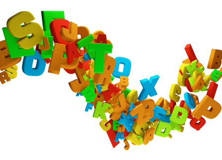 Abstract Colorful Letters Wavy Flow Background. 3D Illustration.の写真素材