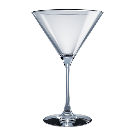 Empty cocktail glass isolated on white background. Side view. 3D Illustration.の写真素材