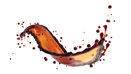 Coffee Curvy Splash Isolated on White Background. Coffee Advertising Design Element. 3D Illustration.の写真素材