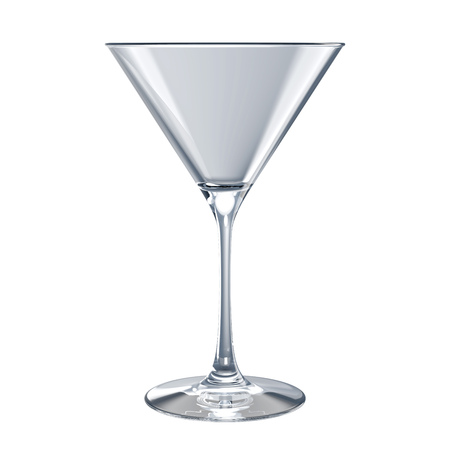 Empty cocktail glass isolated on white background. Side view. 3D Illustration.の写真素材