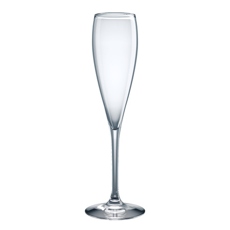 Empty Champagne Glass Isolated on Wwhite Background. Side View. 3D Illustration.の写真素材