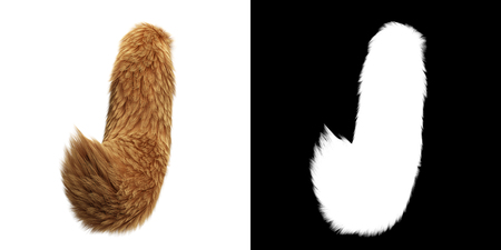 Fox Tail Isolated on White Background with Alpha Mask Attached. 3D Illustration.の写真素材