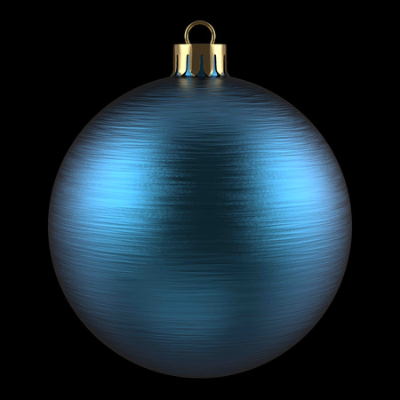 Blue Christmas Decoration Ball on Black Background. 3D Illustration.の写真素材