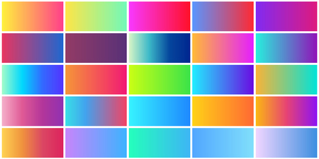 Modern Vivid Gradients Set. UI Linear Saturated Gradients for Mobile Apps, Landing Page or Web Banner Design. Vector Template. Swatch Included.のイラスト素材