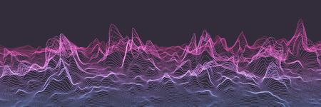 Colorful Wavy Lines Surface on Dark Background. Technology or Science Banner. EPS10 Vector Illustration.のイラスト素材