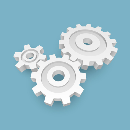 3D White Paper Gears Business Concept Background. Cogwheels Design Element. Vector Illustration.のイラスト素材