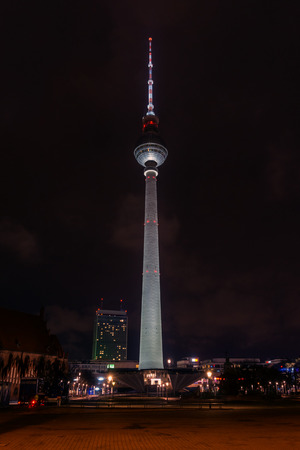 Berlin Television Tower at Night, Germany.のeditorial素材