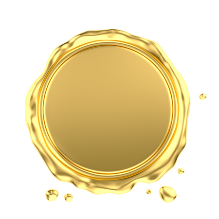Blank Gold Wax Seal Isolated on White Background. 3D Illustration.の写真素材