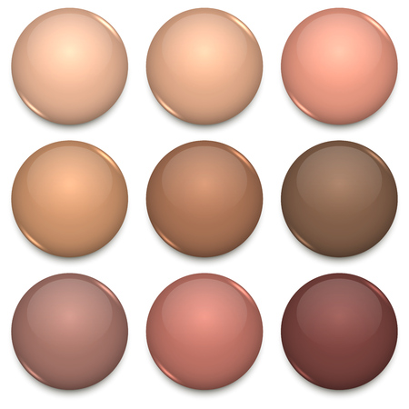 Beige and Brown Tone Color Glossy Blank Badges Vector Template.のイラスト素材