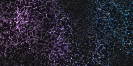 Color Wavy Particle Surface Background. Abstract Technology or Science Backdrop. Cyber Space Background. EPS10 Vector Illustration.のイラスト素材