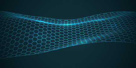 Wavy Hexagon Pattern Modern Background. Futuristic Technology Vector Illustration. 3D Waves Surface. EPS10 Vector.のイラスト素材