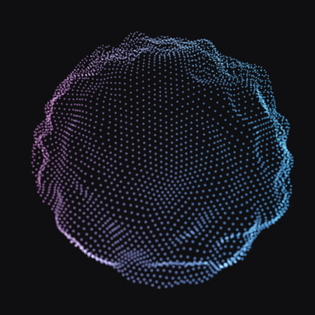 Particles Deformed Wavy Sphere Futuristic Design. Technology Background Design Element. Shi-Fi Vector Illustration.のイラスト素材