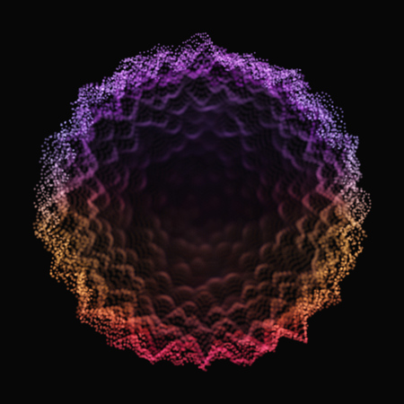 Particles Deformed Wavy Sphere Futuristic Design. Technology Background Design Element. Shi-Fi Vector Illustration.のイラスト素材