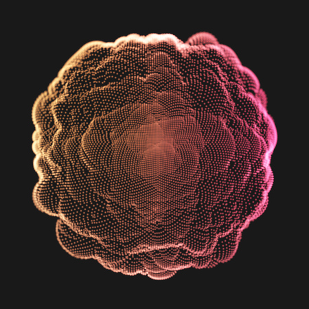 Particles Deformed Wavy Sphere Futuristic Design. Technology Background Design Element. Shi-Fi Vector Illustration.のイラスト素材