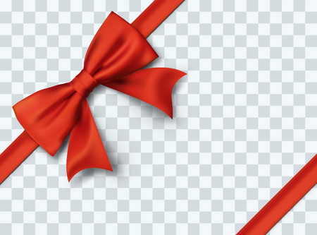 Gift Box Bow. Present Decoration Element. Red Bow and Ribbon Template. Vector Illustration.のイラスト素材