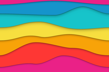 Abstract Colorful Wavy Paper Layers Background. Seamless Backdrop. Vector Illustration.のイラスト素材