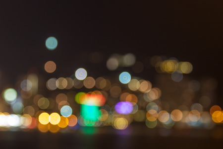 Abstract Big City Lights Bokeh Background. Night City Defocussed Backdrop.の写真素材
