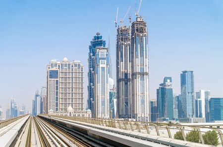 Dubai Cityscape on Sunny Day with High-rise Modern Skyscrapers, UAE.の写真素材