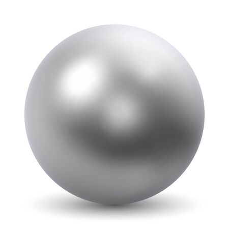 Chrome Ball Realistic Vector Illustration Isolated on White Background.のイラスト素材