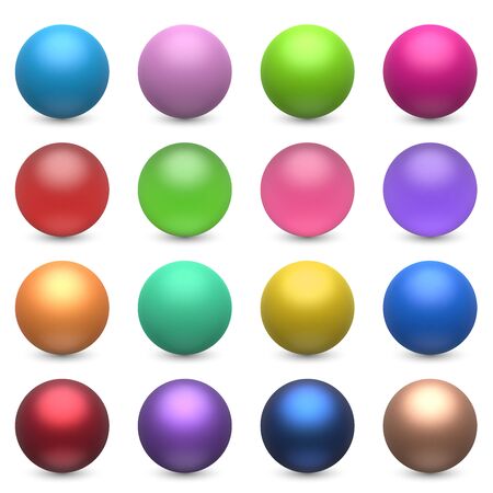 Color Balls Set Isolated on White Background. Colorful Spheres Collection. Vector Illustration.のイラスト素材