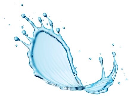 Clean Water Curvy Splash Isolated on White Background. Drinking Water Bottle Design Element. 3D Illustration.の写真素材