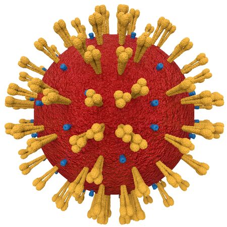 Coronavirus Agent Abstract 3D Visualization Isolated on White Background. 2019-nCoV Cell Object. 3D Illustration.の写真素材