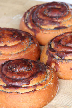 Poppyseed rolls with chocolateの写真素材
