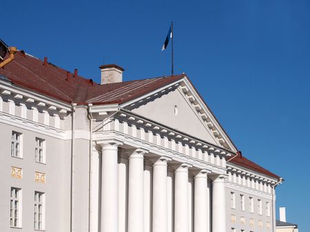 University of Tartu in bright sun light, early springtimeの写真素材