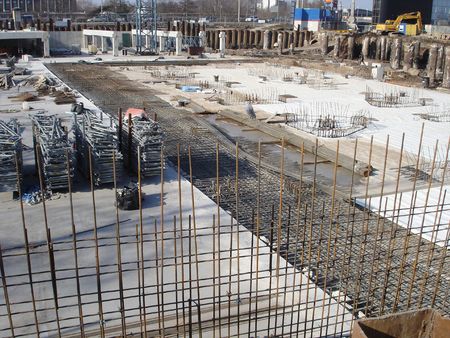 large construction site in the city centre
