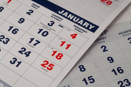 Detail of a monthly calendar page sheetの写真素材