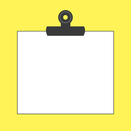 Illustration of memo paper, notebook, and frame (clip, monochrome, yellow background version).のイラスト素材