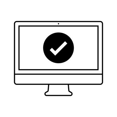 Simple vector icons for checkmarks, completions, payments, personal computers and more. (Line version)のイラスト素材