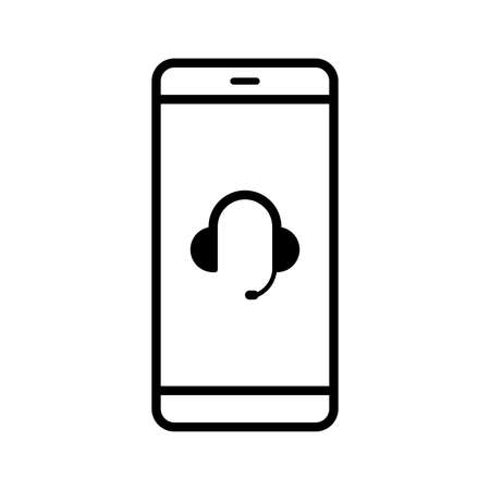 Simple vector icons of headphone, inquiry, hearing, consultation, smartphone. (Line version)のイラスト素材
