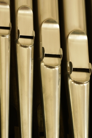 Close-up of fluepips in a church.の写真素材