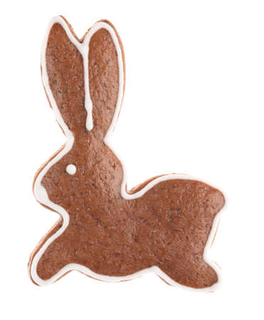 Close-up of Easter gingerbread cookie isolated on white background.の写真素材
