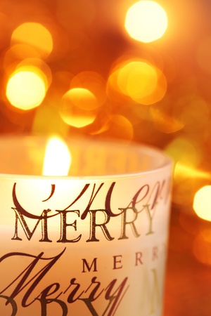 Close-up of candle for Christmas time, selective focus.の写真素材