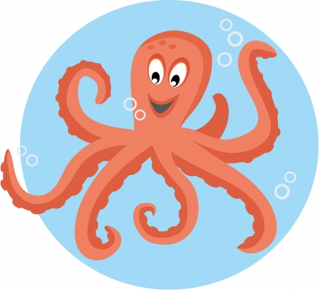 Cute octopus playing with bubblesのイラスト素材
