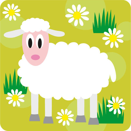 Little sheep on a meadowのイラスト素材